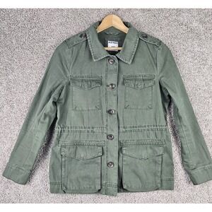 Old Navy Military Army Green Tactical Canvas Pockets Jacket Shirt Women's Medium